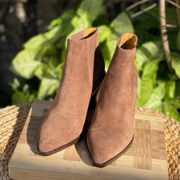 RAG & BONE Razor Brown suede pointed toe Block heel chelsea boot women size 37 - Picture 5 of 6